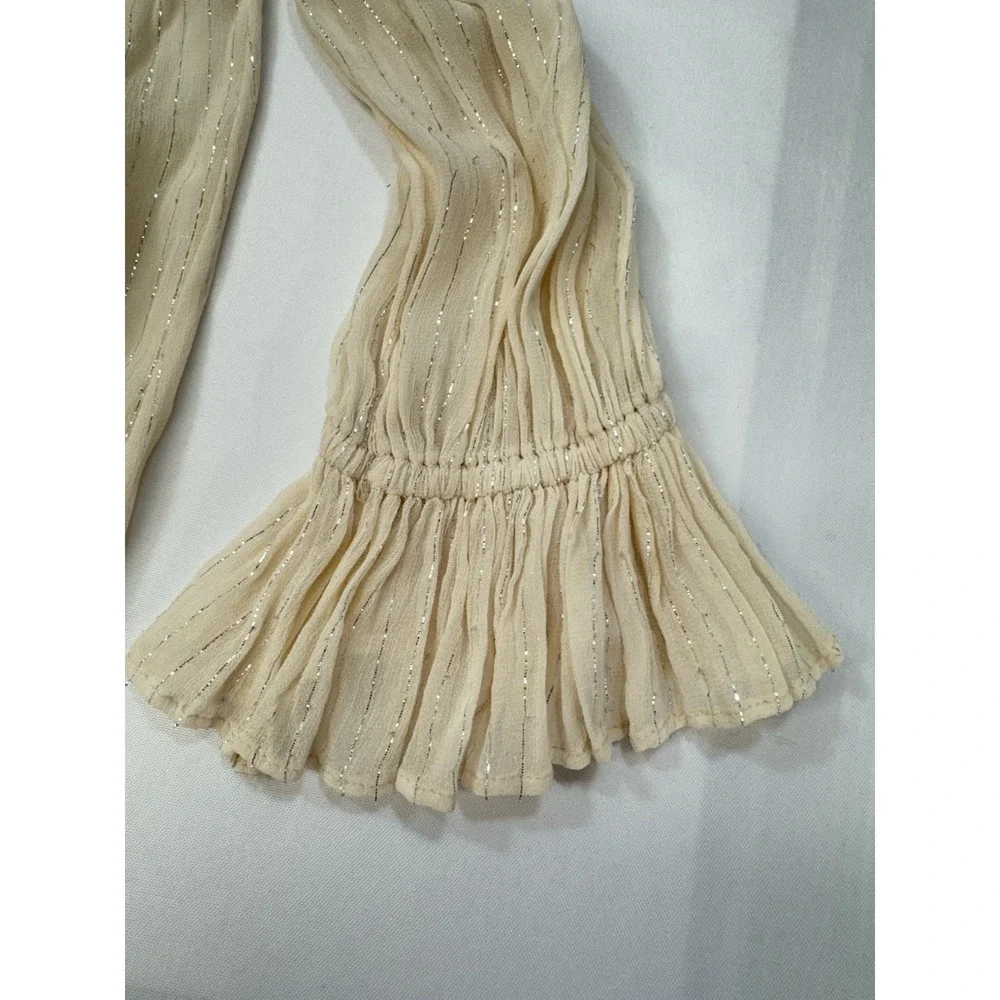 NWOT Maeve Anthropologie Ruffle Wynn Metallic Stripe Boho Peasant Flowy Size 4 - Picture 11 of 14